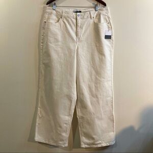 ELOQUII Elements Jeans  Sz 16 Wide Leg High Rise Off White Coloured Denim